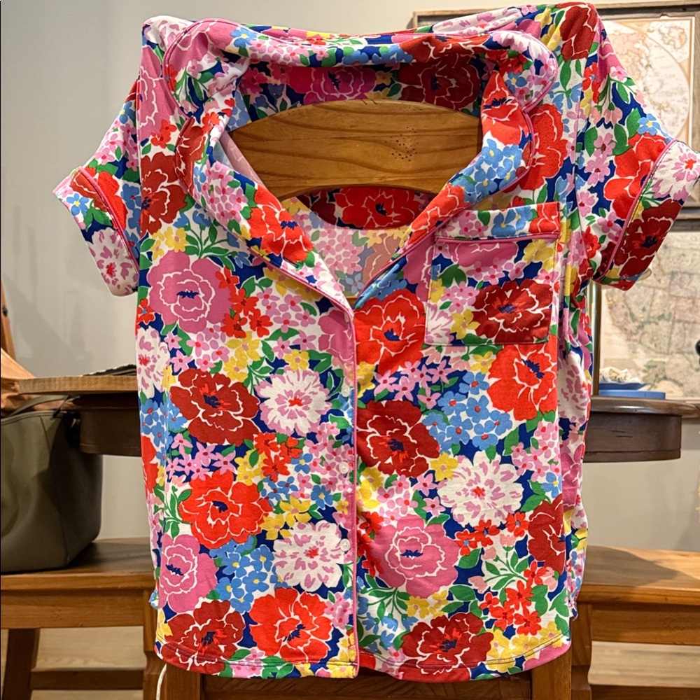 Kate Spade Floral Button Down Shirt - Red, Pink, Blue